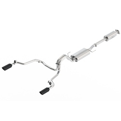 2015-2017 F-150 5.0L COYOTE CAT-BACK SPORT EXHAUST SYSTEM - REAR EXIT,  BLACK CHROME TIPS 
